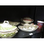 A collection of creamware and other sauce tureens and boats with some covers and stands