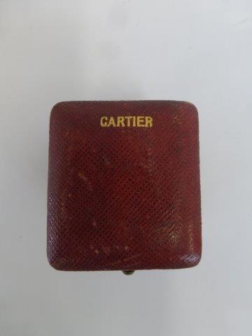 A Cartier red leather and gilded tooling ring box. - Image 2 of 2