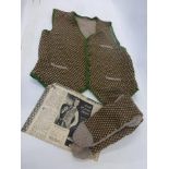 A gentleman's three colour knitted waistcoat with matching socks and original knitting pattern,