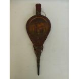 A pair of 19th Century bellows with painted decoration depicting 17th Century galleons, with the