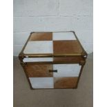 EICHHOLTZ - brass bound twin handled brown pony skin chest/flight case trunk R.R.P £885.