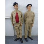 Gem Studios - Laurel and Hardy, a realistically modelled pair of wax figures dressed in jail