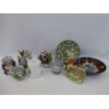 An assortment of mixed ceramics of various ages including a Staffordshire style flat back Toby