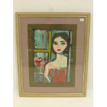 Gillespie - a framed and glazed contemporary portrait of a lady, titled and dated on the reverse "