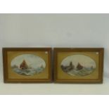 19th Century European School seascapes depicting boats under sail, oils on paper and mounted on