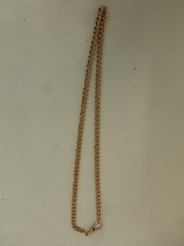 A 9ct gold chain with Albert catch, all links hallmarked.