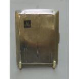 An Art Deco silver cigarette case with engine turned decoration, maker - Smith and Bartlem,