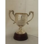 A large Balt twin handled silver trophy with inscription Presented to Bathy Canine Society by