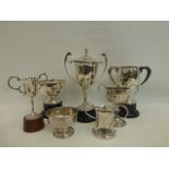 A group of seven silver plated trophies all from the Bath, Bristol and West of England Pekingese