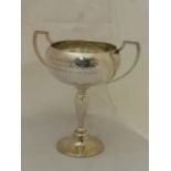 An Art Nouveau twin handled silver trophy with inscription "Caversham Trophy" Best Bitch of the Year