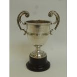 A twin handled silver trophy with inscription B.B.W.E.P.A. Stonecroft Cup in Memory of Painted Lady.