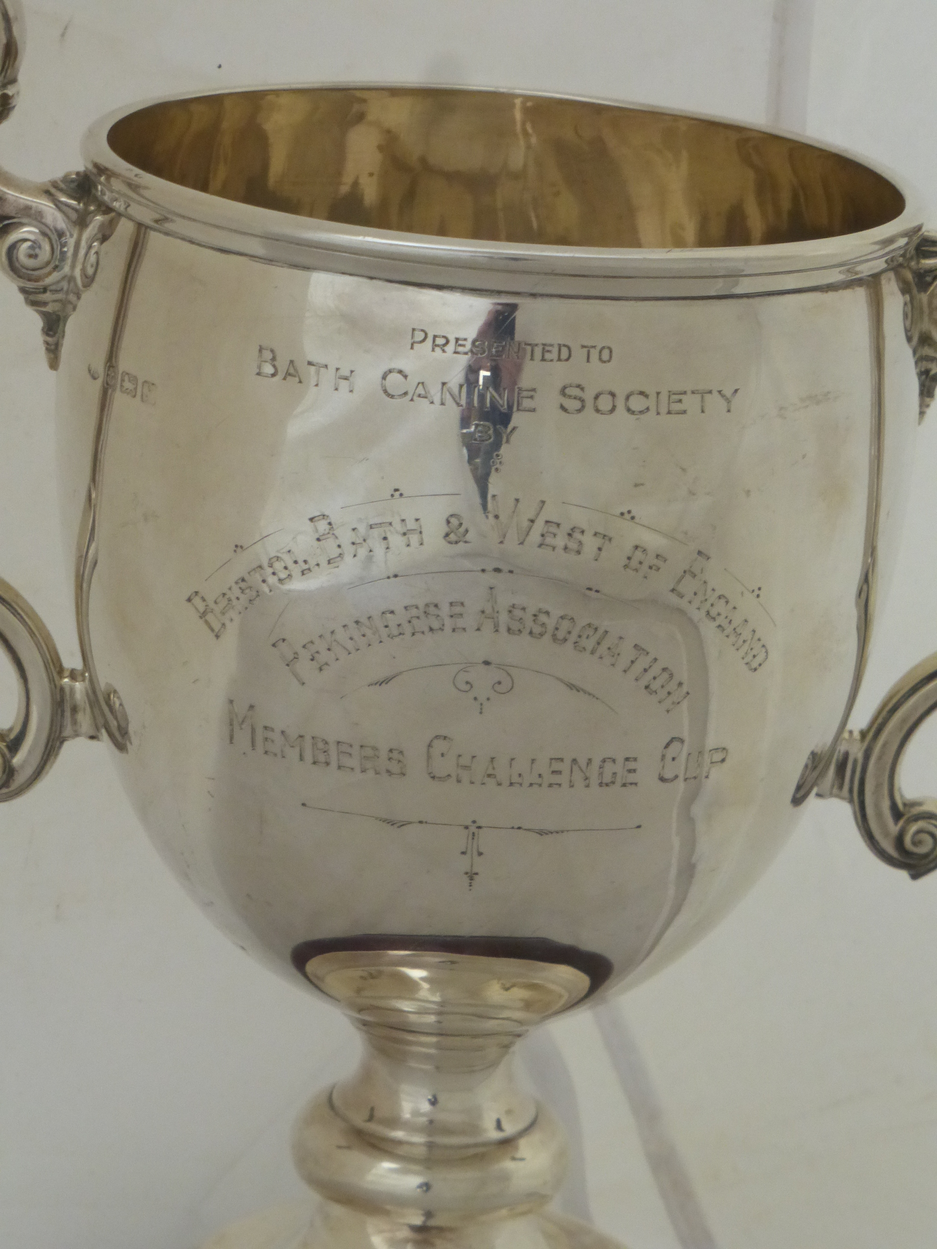 A large Balt twin handled silver trophy with inscription Presented to Bathy Canine Society by - Image 2 of 2