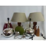 An assortment of table lamps including a contemporary Moroccan style suspended ceiling lamp.