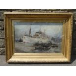 FRANK H. MASON oil on canvas steam ship DURHAM CASTLE, signed and dated, painted for the artist