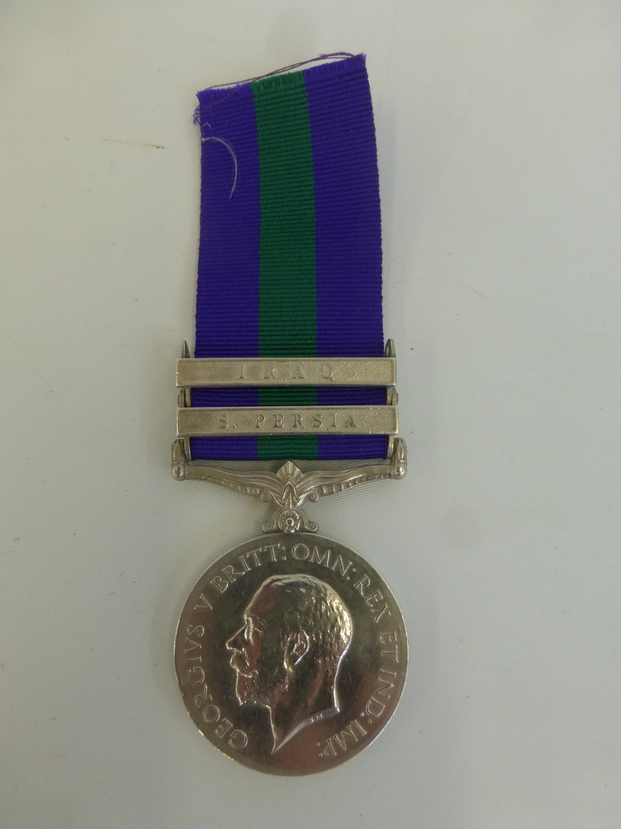 A General Service Medal 1918-1962 with two bars IRAQ and S. PERSIA, presented to 551 L. NAIK YAR - Image 2 of 2