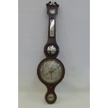 A 19th Century inlaid mahogany five dial barometer inscribed A. Molinari Halesworth.