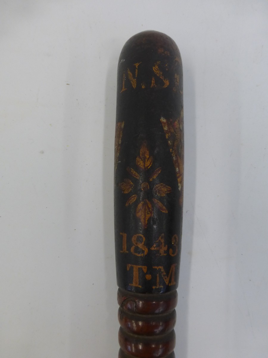 A 19th Century turned truncheon of small proportions with original paintwork decorated with a - Image 3 of 3