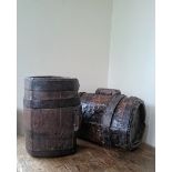 Two 18th Century patinated oak iron bound costrels.
