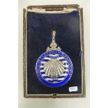 A silver and blue enamel Old Lyttletonian Association masonic badge with inscription dated Jan.