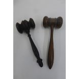 A good quality rosewood gavel and one other.
