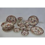 A collection of Masons Mandalay pattern ironstone china comprising a fruit bowl, a vase, three