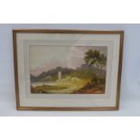 19TH CENTURY ENGLISH SCHOOL - landscape scene, gilt framed, 25 1/2 x 19 1/4".