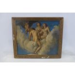 MANNER OF DELACROIX - "Cupid et Trois Filles", oil on canvas, titled and dated 1820 to verso, 33 x