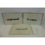 Three framed and glazed R.A.F. Museum Keith Broomfield prints - "The Dam Busters wartime survivors