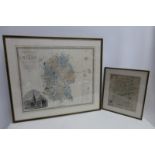 A large framed and glazed map of Wiltshire by Greenwood & Co. of London and one smaller by Brome