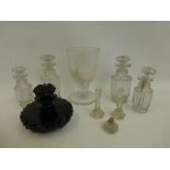 An assortment of 19th Century and later glassware, including a rummer, lidded glass jars, a
