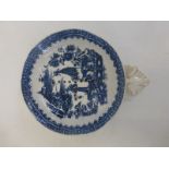 A late 18th/early 19th Century pearlware blue and white strainer, possibly Bristol or Liverpool.