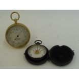 A gilt pocket barometer by Chadburn Ltd, the silver dial signed Compensated, Chadburn Ltd, 47 Castle