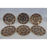 A set of six Royal Crown Derby Old Imari dinner plates all 1128 pattern LXII.