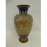 An early 20th Century Royal Doulton bulbous shaped vase, fourteen inches tall.