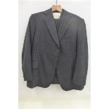 A gentleman's bespoke tailored grey woollen pinstripe suit by Tom Brown of Eton comprising a