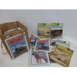 A box of railway related magazines including Hornby, The World of Trains, Model Railways etc.