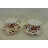 Two Tuscan Imari pattern cabinet cups and saucers.