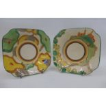 A Clarice Cliff Newport Pottery Fantasque Bizarre Secrets Green pattern dish and a Green Chintz