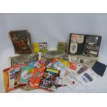 A box of assorted ephemera including scrap books of early Swindon Town Football Club, mostly 1950s.
