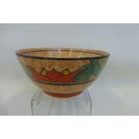 A Clarice Cliff Wilkinson fruit bowl from the Bizarre range in the "Cafe-au-Lait" pattern.