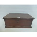 A 19th Century mahogany lidded box, the rising lid to a lift out fitted stationery tray with