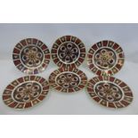 A set of six Royal Crown Derby Old Imari dinner plates all 1128 pattern LX.