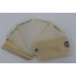 A 19th Century lady's ivory fan shaped folding diary, each section inscribed with a day of the
