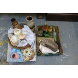 Two boxes of assorted ceramics and glassware including a Poole Pottery carlton ware two person