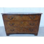 A rare mid 18th Century walnut and burr walnut mule chest of good colour with carrying handles to