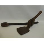 An early 19th Century elm handled and iron hand held digging spade - possibly a military trench