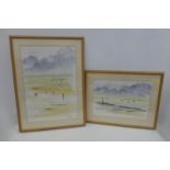 LUIS LUIMLY - two framed and glazed watercolours of coastal scenes.