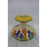 A Clarice Cliff Wilkinson Crocus Bizarre candlestick (some surface wear).