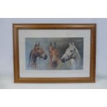 S.L. Crawford framed and glazed print titled "We Three Kings" - Desert Orchid, Red Rum and Arkle.