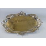 A silver plated and brass Art Nouveau tray in the Liberty style, possibly W.M.F. indistinct mark